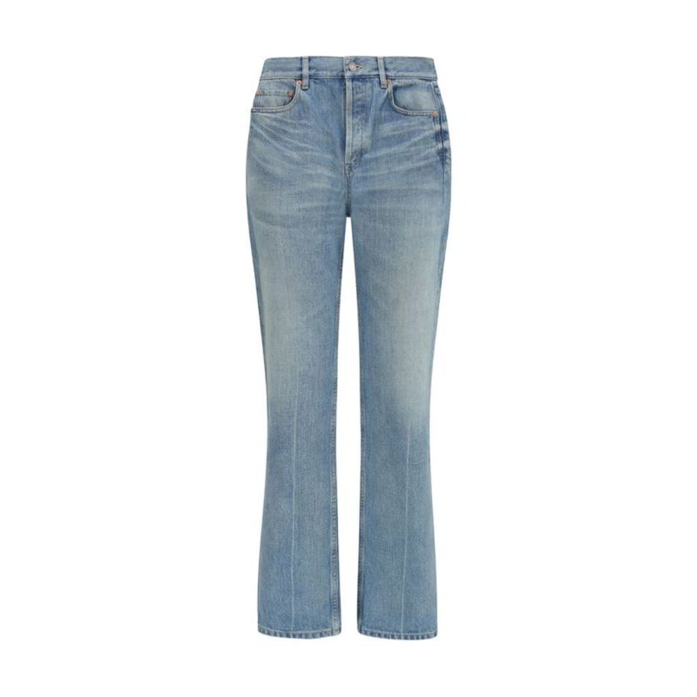 Saint Laurent Blue Cotton Straight-Leg Women's Jeans